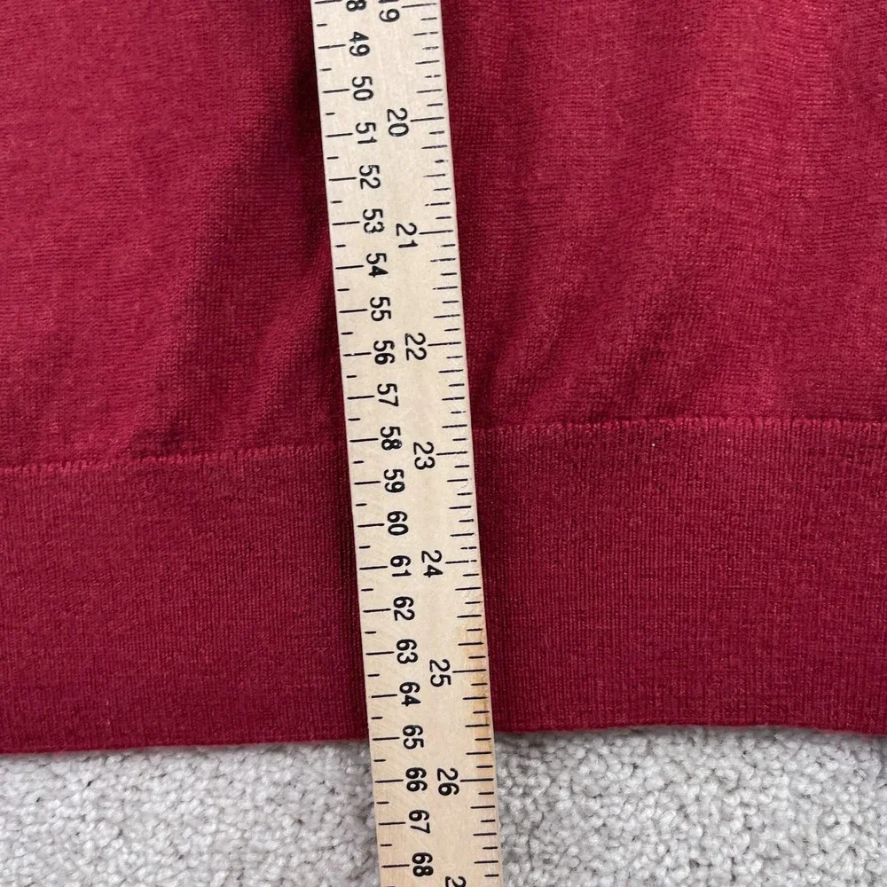 Banana Republic Mens Sweater XL Red Merino Wool Quarter Zip Pullover Casual Prep